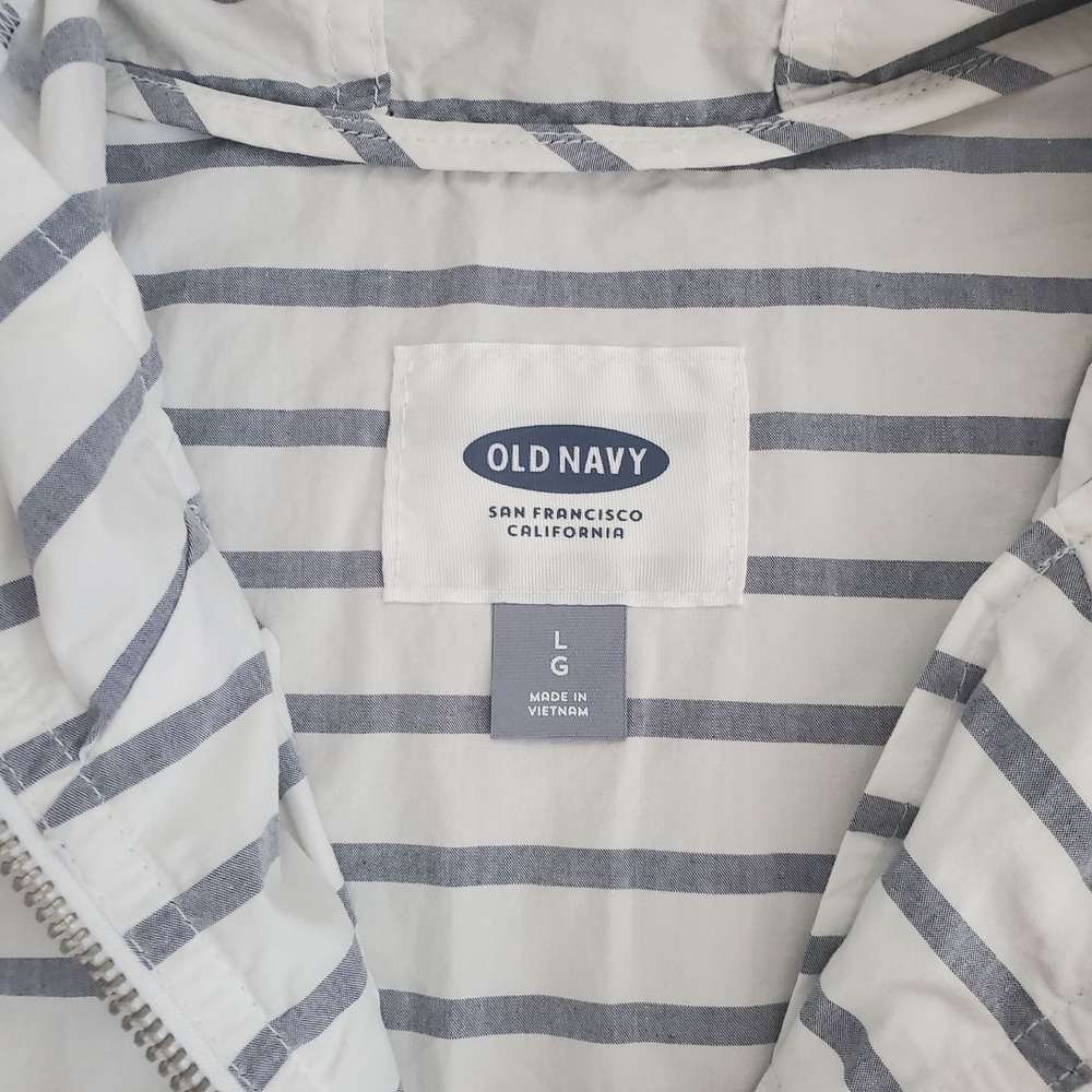 Old Navy Men's Unisex Full-Zip Lightweight Windbreaker Jacket White/Gray Sz L/G - Picture 9 of 14